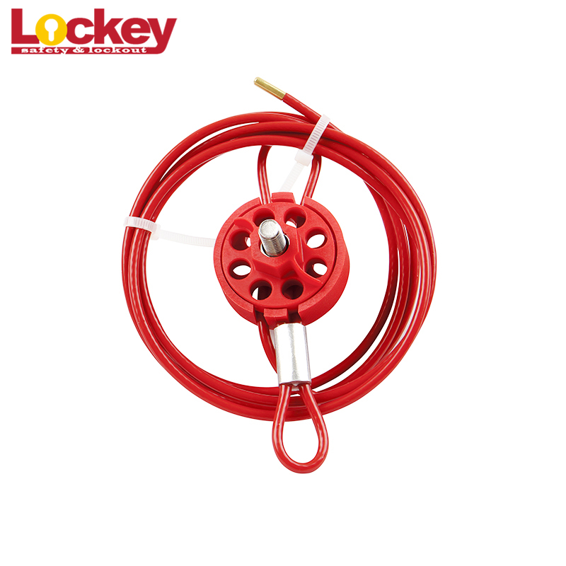 Dispositivo de bloqueo de cable de acero ajustable Loto ABS rojo con diámetro de cable.3,8mm CB03