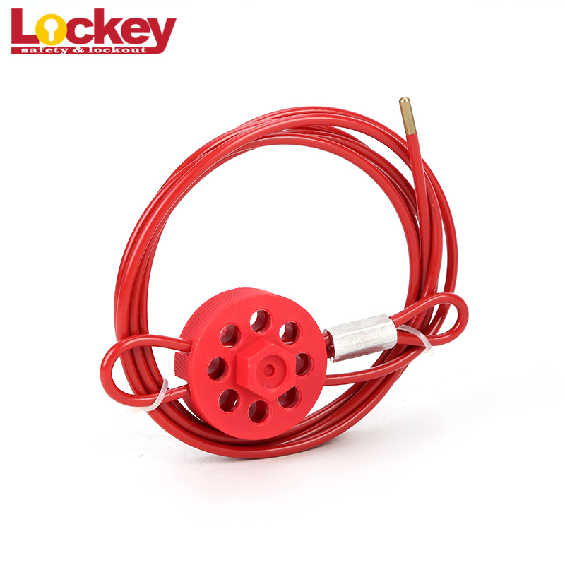 Dispositivo de bloqueo de cable de acero ajustable Loto ABS rojo con diámetro de cable.3,8mm CB03